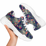 Tropical Buddha Print White Chunky Shoes