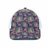 Tropical Buddha Print White Mesh Trucker Cap