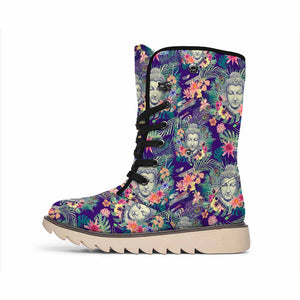 Tropical Buddha Print Winter Boots