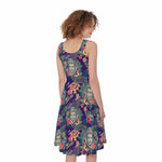 Tropical Buddha Print Women's Sleeveless Dress