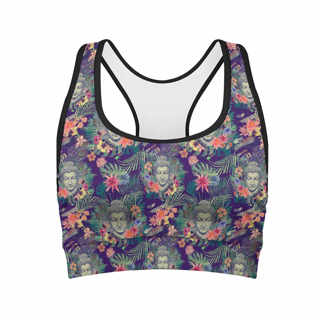 Tropical Buddha Print Women's Sports Bra