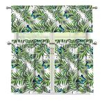Tropical Butterfly Pattern Print 3 Piece Kitchen Curtains