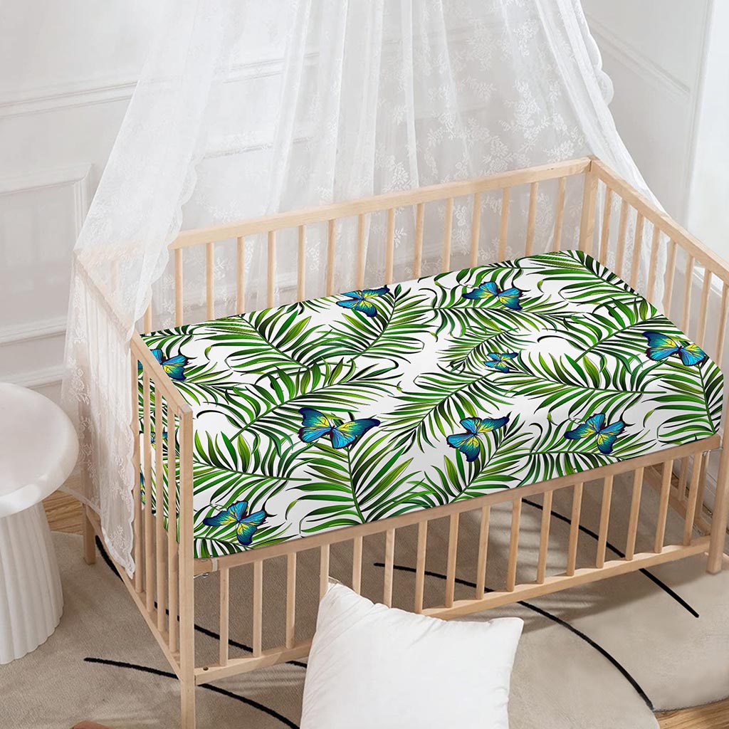 Tropical Butterfly Pattern Print Baby Crib Sheet