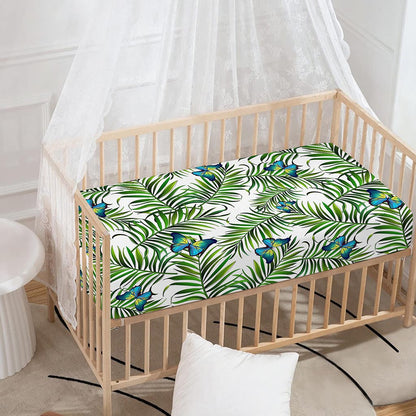 Tropical Butterfly Pattern Print Baby Crib Sheet