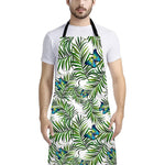 Tropical Butterfly Pattern Print Bib Apron With Pocket