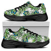 Tropical Butterfly Pattern Print Black Chunky Shoes