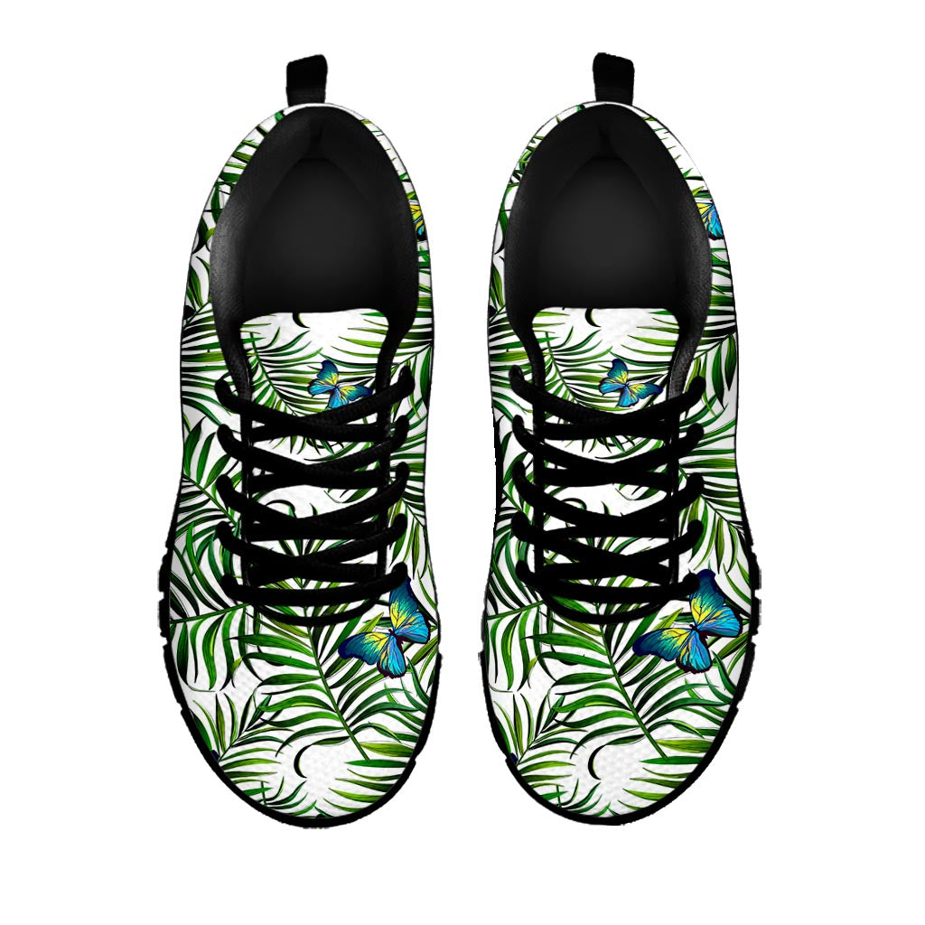 Tropical Butterfly Pattern Print Black Running Shoes