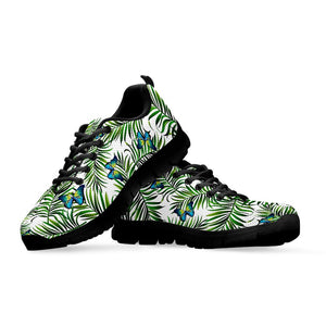 Tropical Butterfly Pattern Print Black Running Shoes