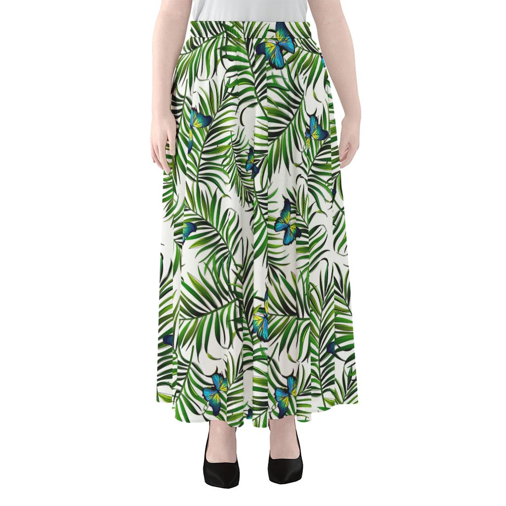 Tropical Butterfly Pattern Print Chiffon Maxi Skirt