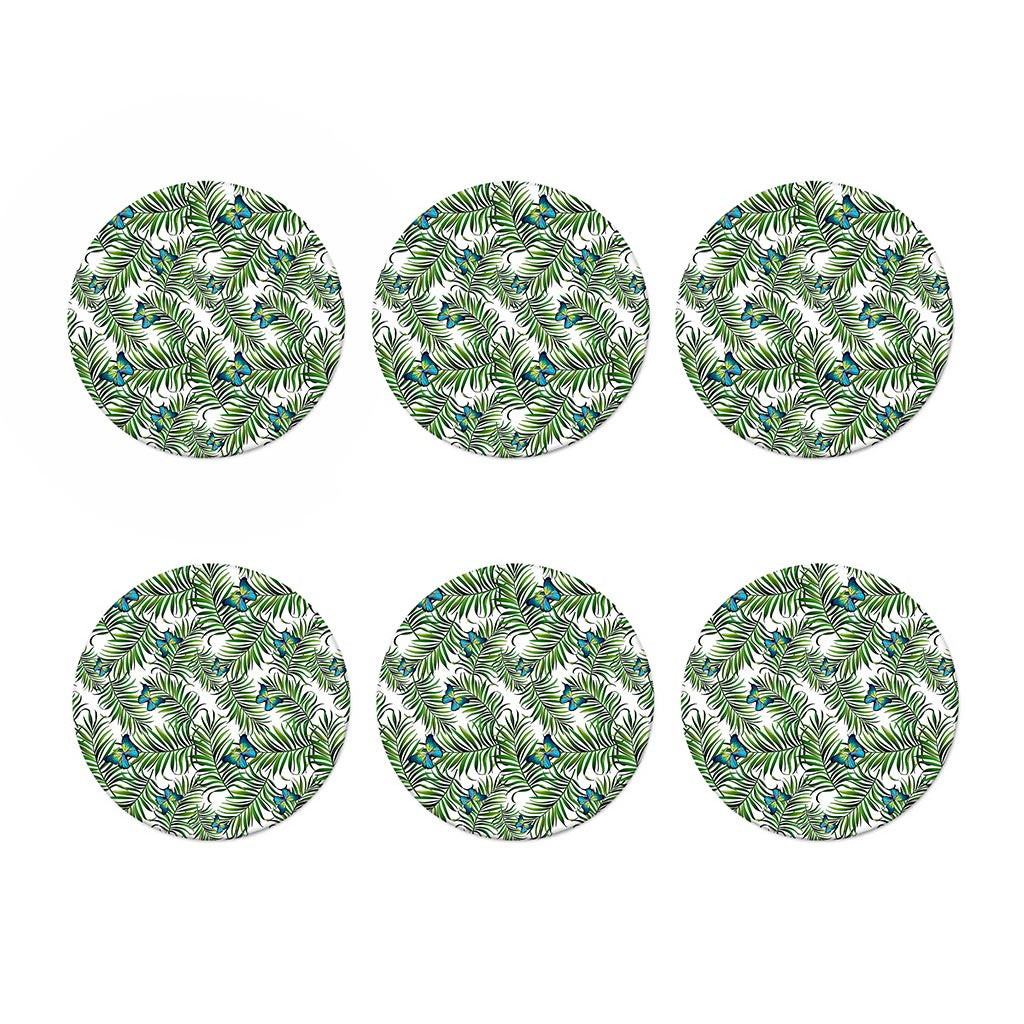 Tropical Butterfly Pattern Print Coaster Set
