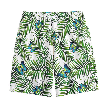 Tropical Butterfly Pattern Print Cotton Shorts