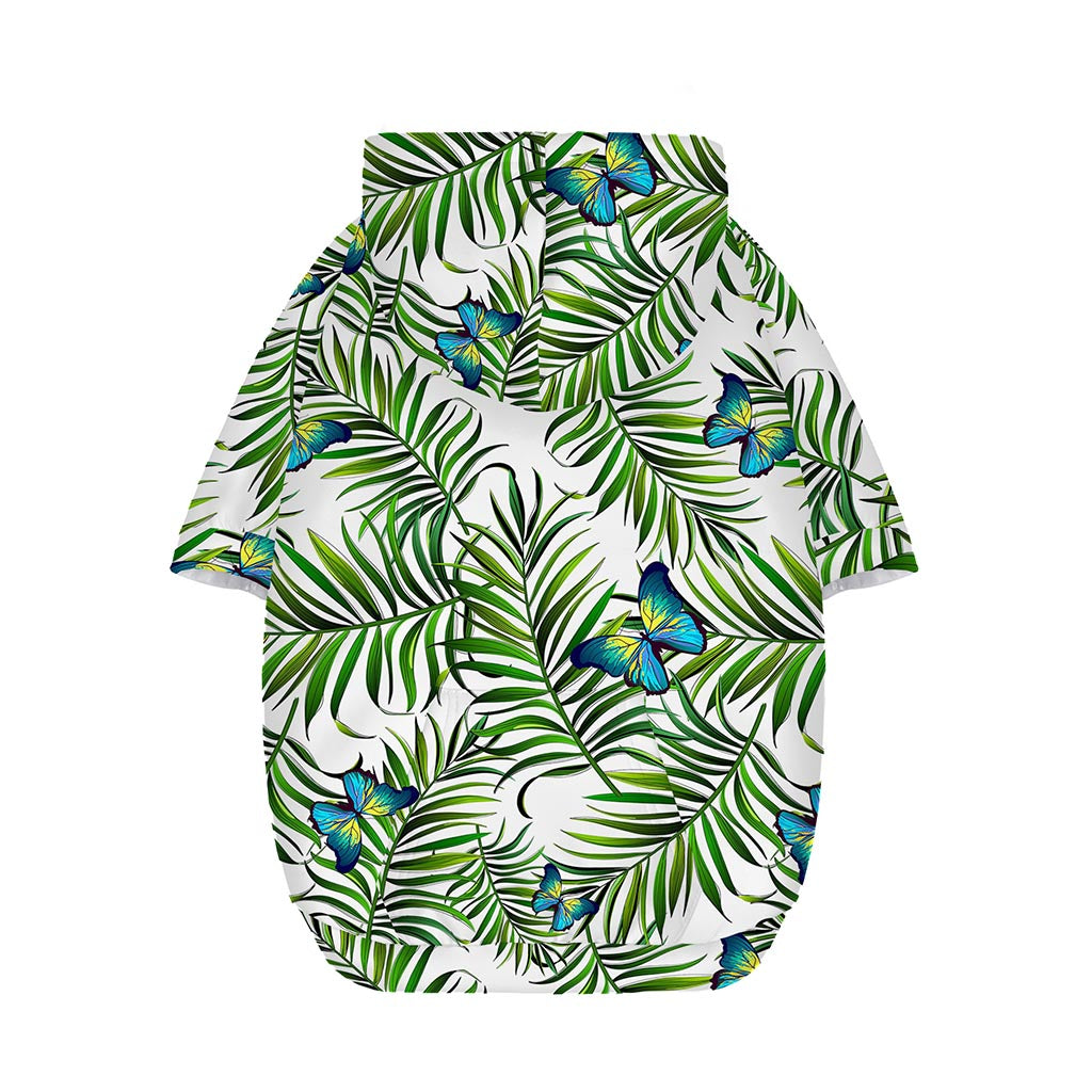 Tropical Butterfly Pattern Print Dog Zip Up Hoodie