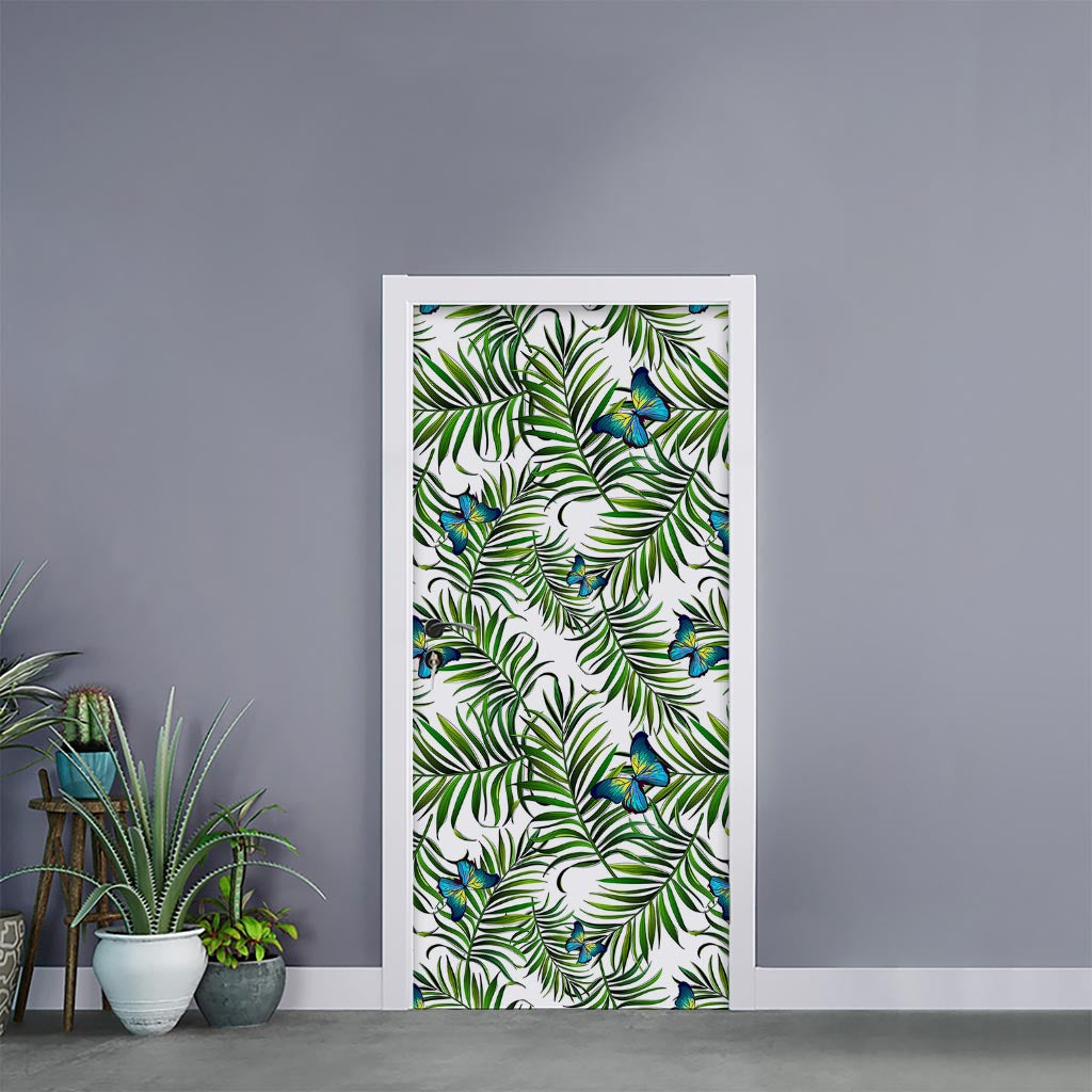 Tropical Butterfly Pattern Print Door Sticker