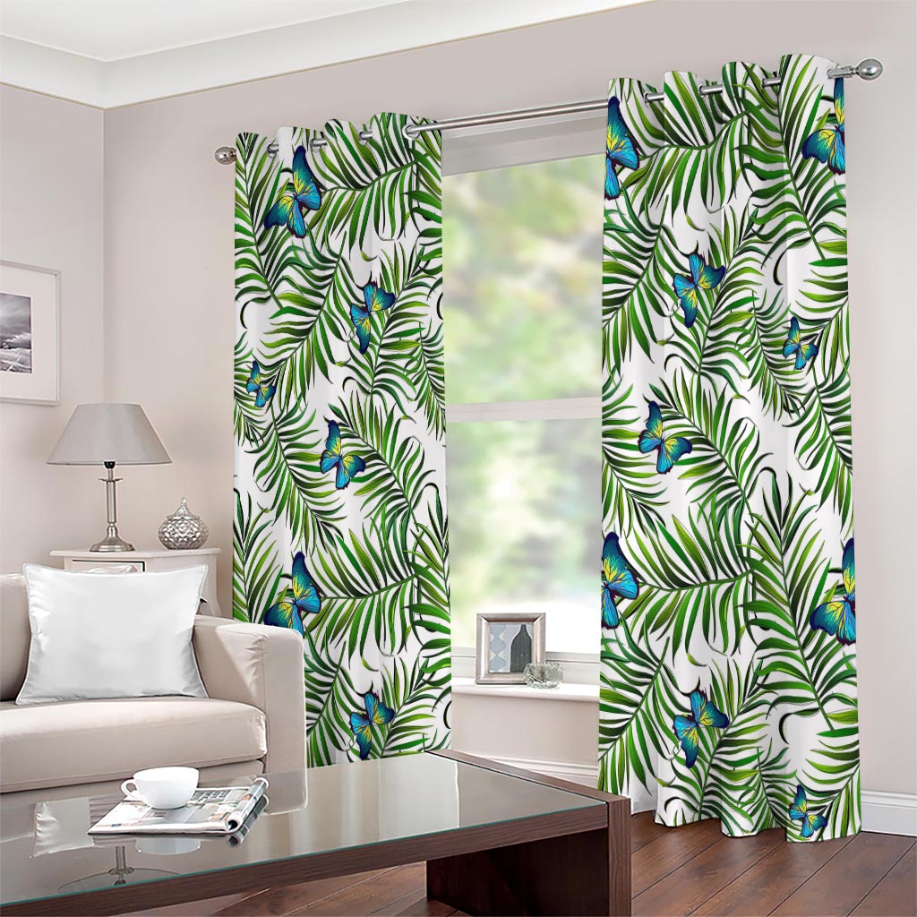 Tropical Butterfly Pattern Print Extra Wide Grommet Curtains