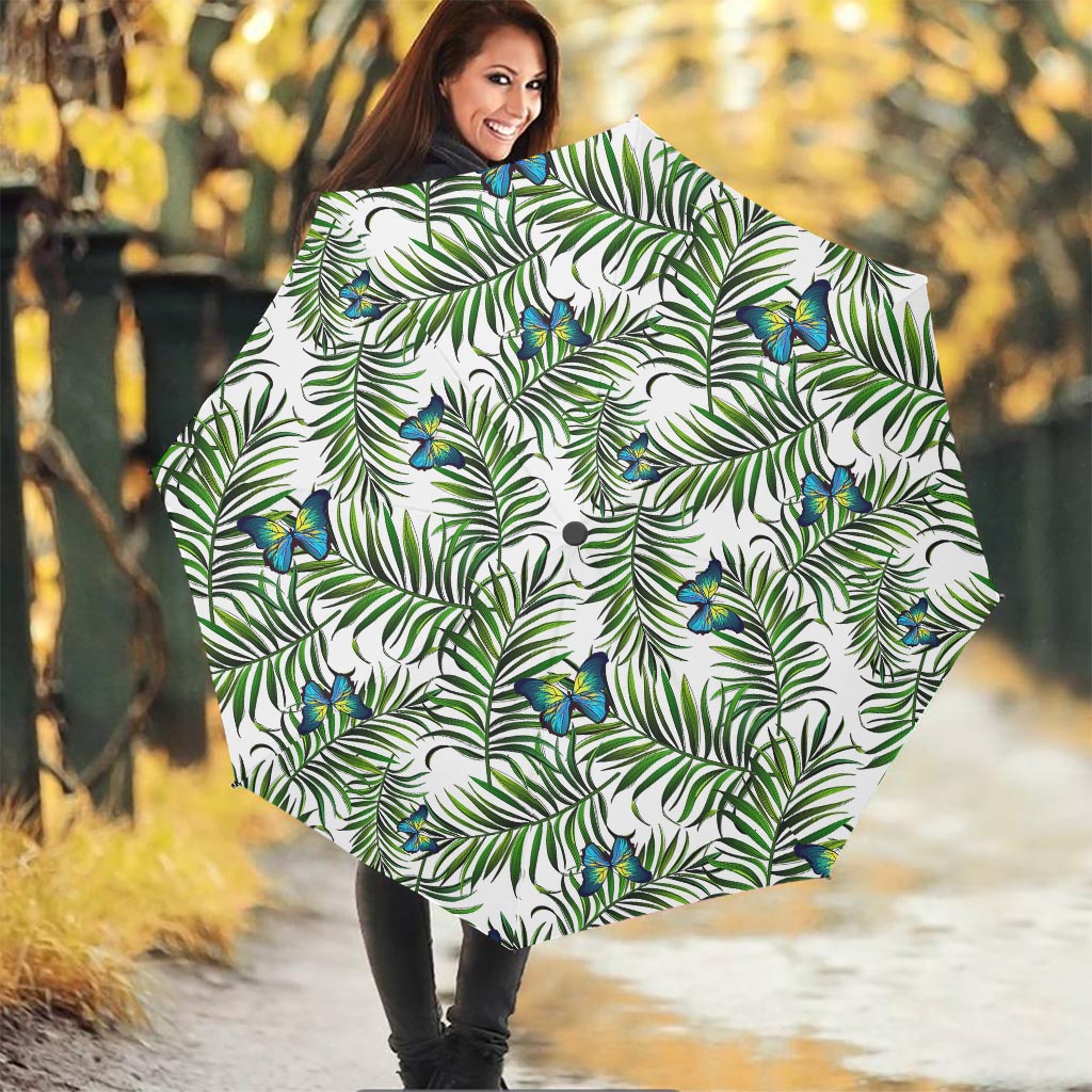 Tropical Butterfly Pattern Print Foldable Umbrella