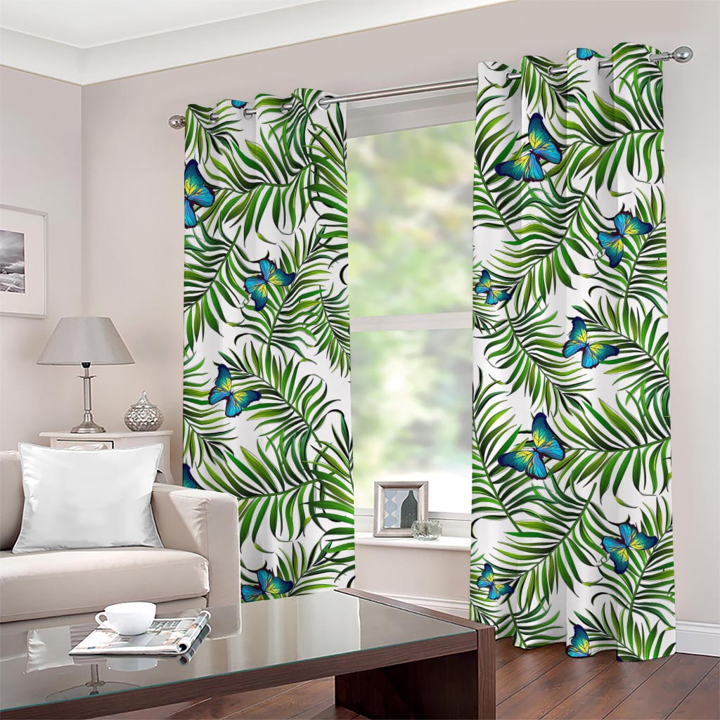 Tropical Butterfly Pattern Print Grommet Curtains