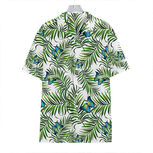Tropical Butterfly Pattern Print Hawaiian Shirt