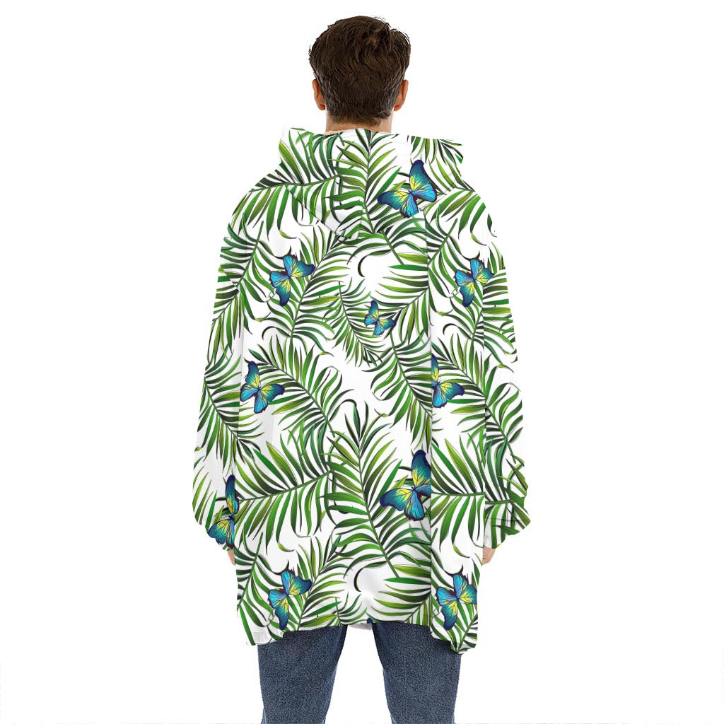 Tropical Butterfly Pattern Print Hoodie Blanket