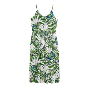 Tropical Butterfly Pattern Print Jersey Midi Cami Dress