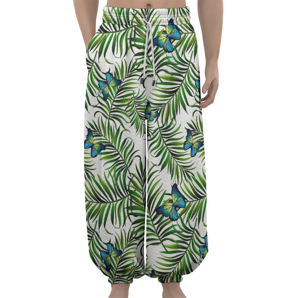 Tropical Butterfly Pattern Print Lantern Pants