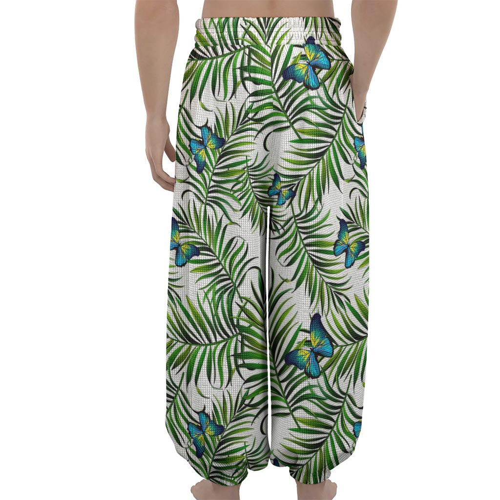 Tropical Butterfly Pattern Print Lantern Pants