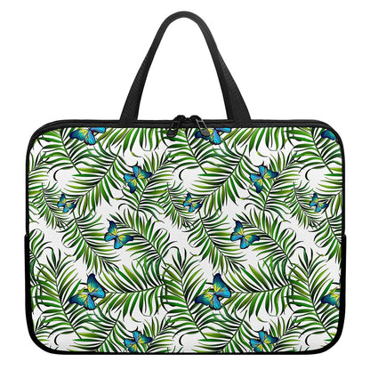 Tropical Butterfly Pattern Print Laptop Sleeve With Handle
