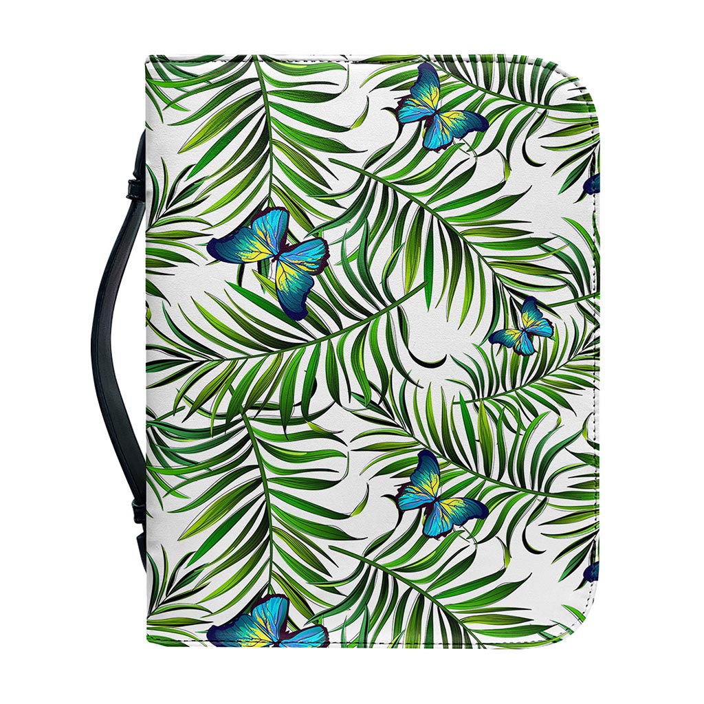 Tropical Butterfly Pattern Print Leather Bible Cover
