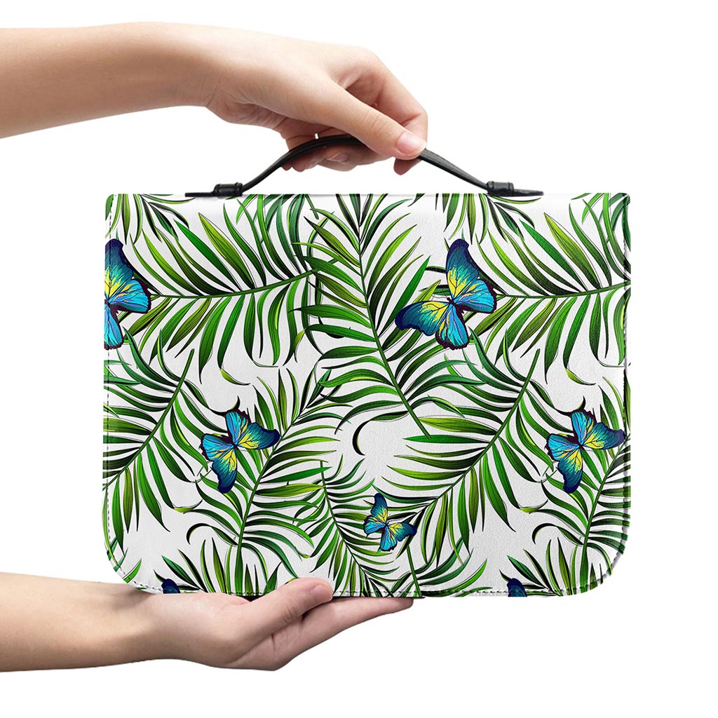 Tropical Butterfly Pattern Print Leather Bible Cover