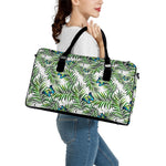 Tropical Butterfly Pattern Print Leather Duffle Bag