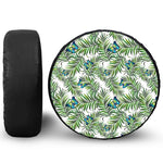 Tropical Butterfly Pattern Print Leather Spare Tire Cover