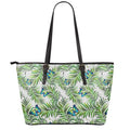 Tropical Butterfly Pattern Print Leather Tote Bag With Zipper