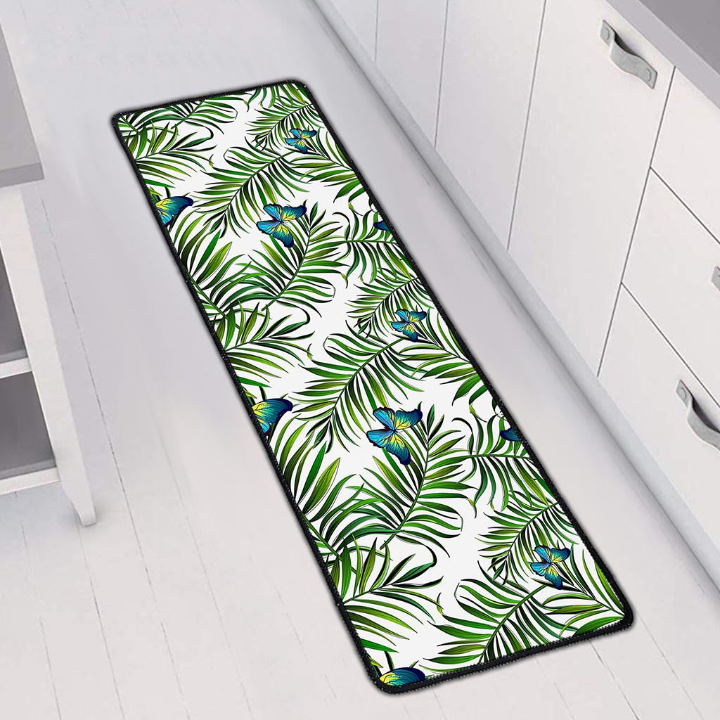 Tropical Butterfly Pattern Print Long Kitchen Mat