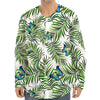 Tropical Butterfly Pattern Print Long Sleeve Baseball Jersey