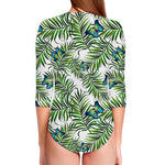 Tropical Butterfly Pattern Print Long Sleeve Swimsuit