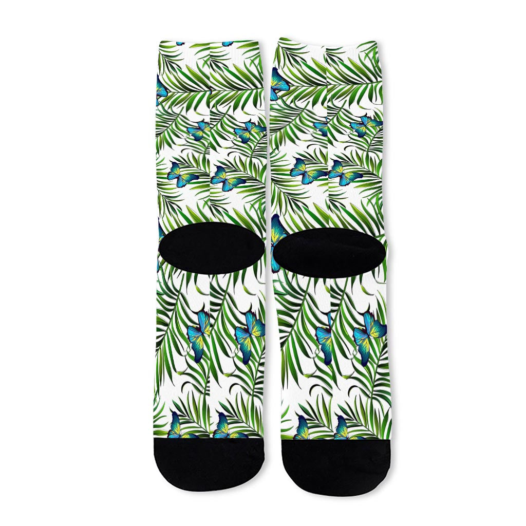 Tropical Butterfly Pattern Print Long Socks