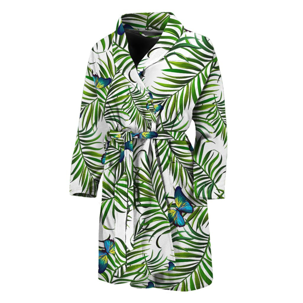 Tropical Butterfly Pattern Print Men's Bathrobe