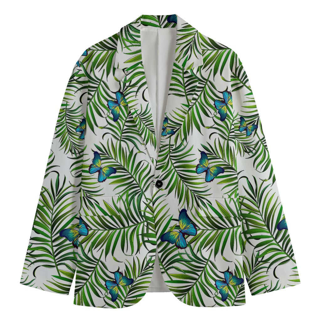 Tropical Butterfly Pattern Print Men's Blazer