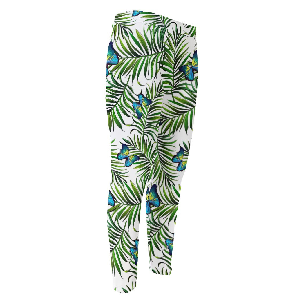 Tropical Butterfly Pattern Print Men's Compression Pants