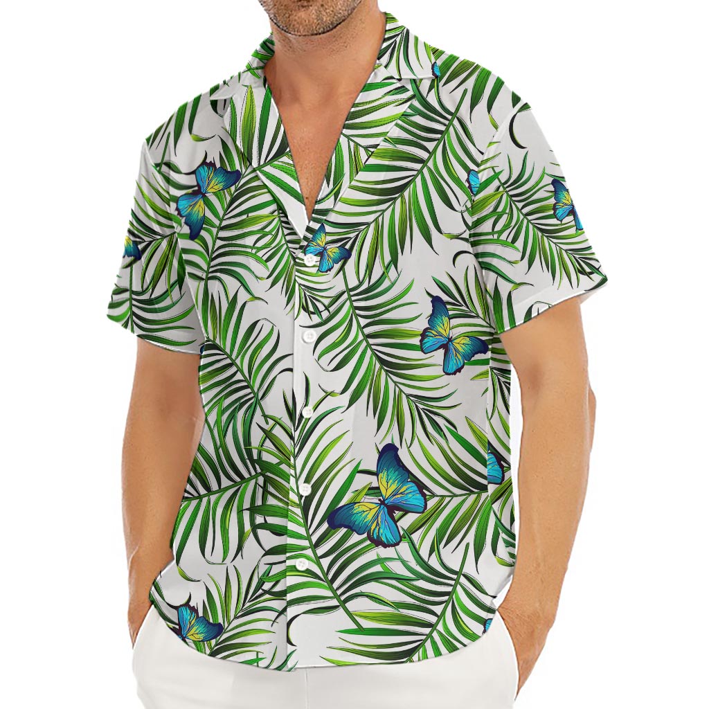 Tropical Butterfly Pattern Print Men's Deep V-Neck Shirt