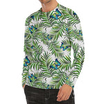 Tropical Butterfly Pattern Print Men's Long Sleeve Rash Guard