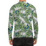 Tropical Butterfly Pattern Print Men's Long Sleeve Rash Guard