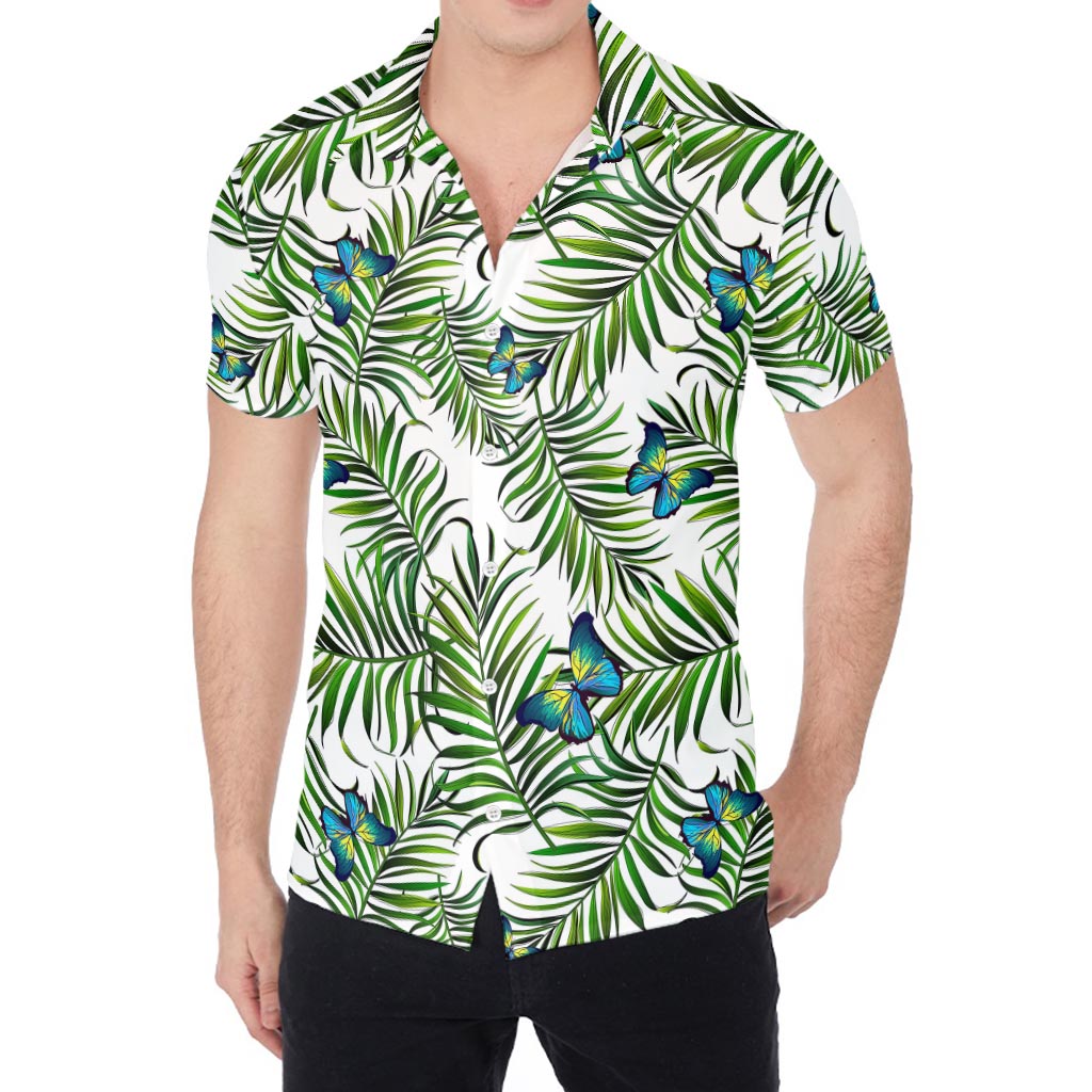 Tropical Butterfly Pattern Print Men's Shirt