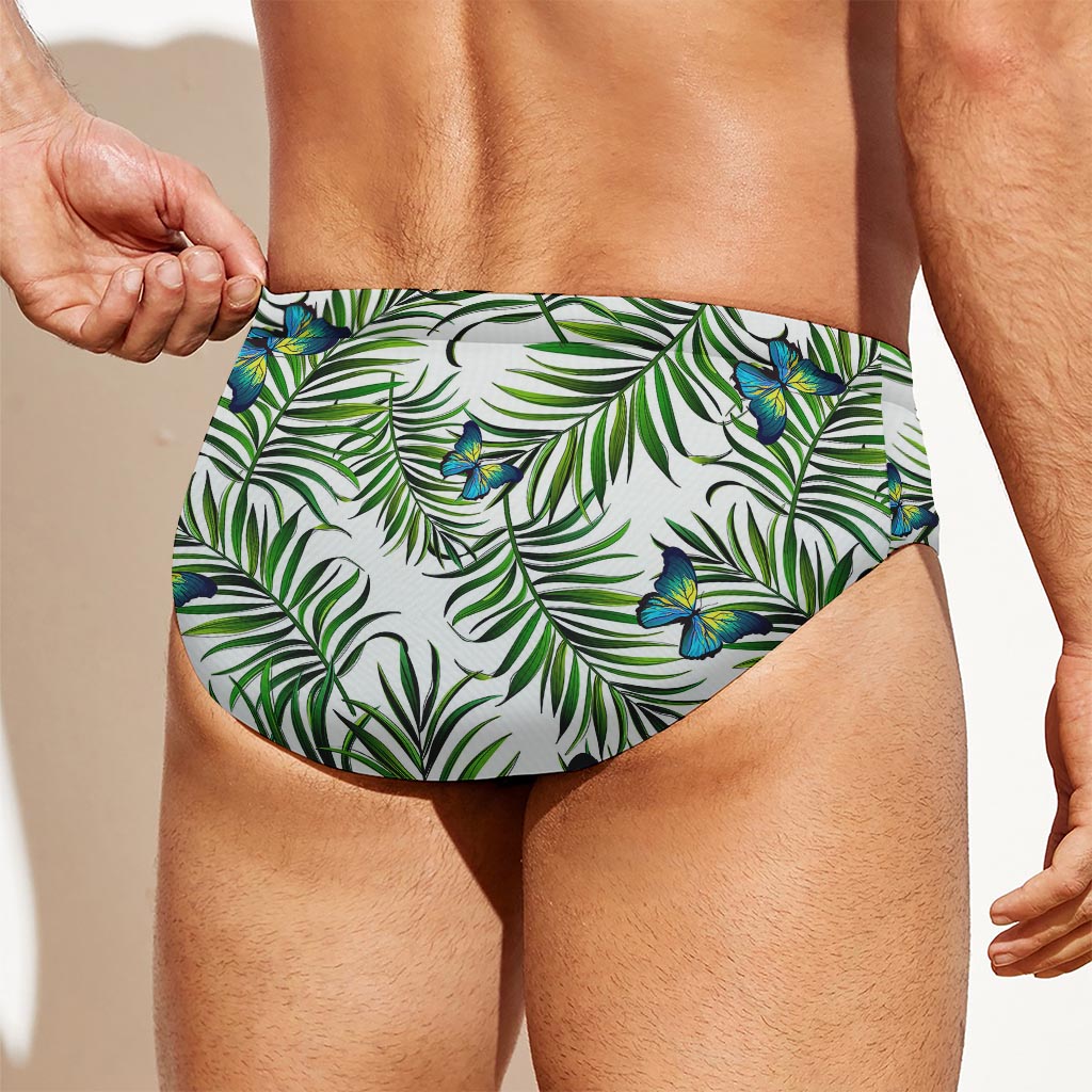 Tropical Butterfly Pattern Print Men's Swim Briefs