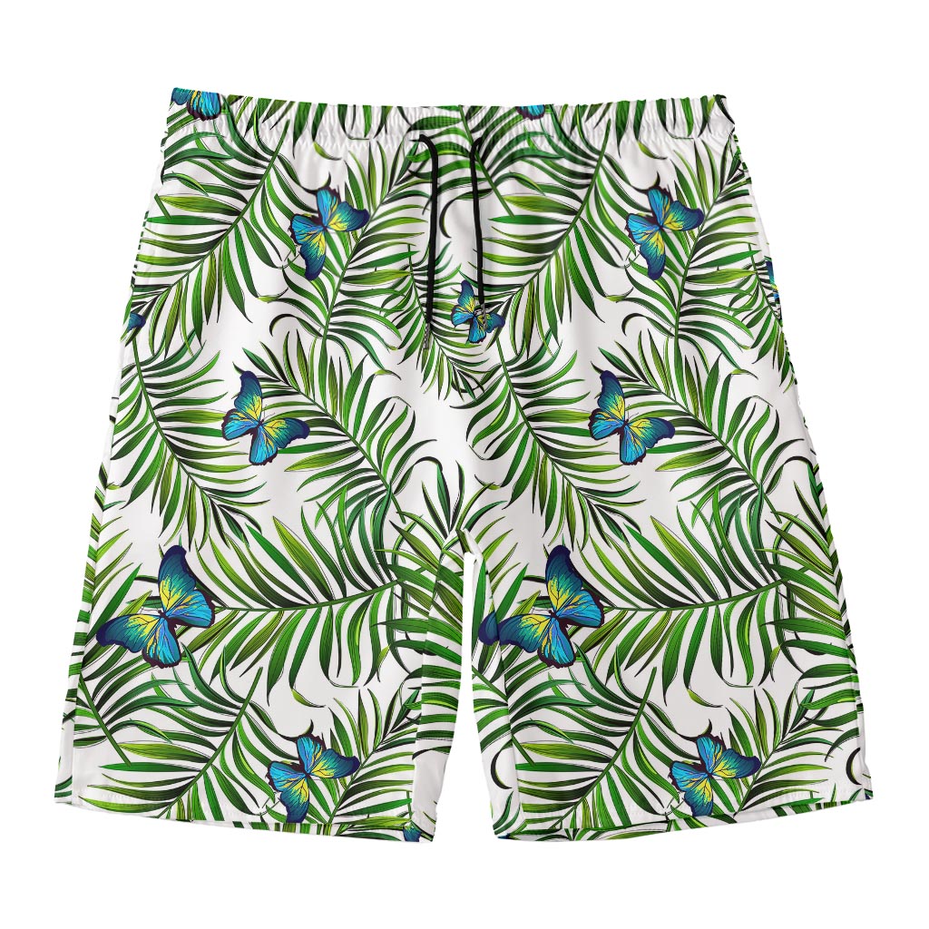 Tropical Butterfly Pattern Print Men's Swim Trunks