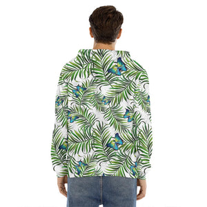 Tropical Butterfly Pattern Print Men's Velvet Pullover Hoodie