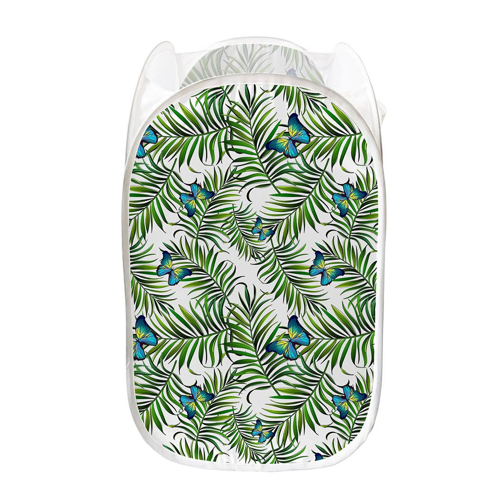 Tropical Butterfly Pattern Print Mesh Laundry Hamper