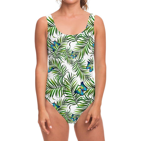 Tropical Butterfly Pattern Print One Piece Swimsuit