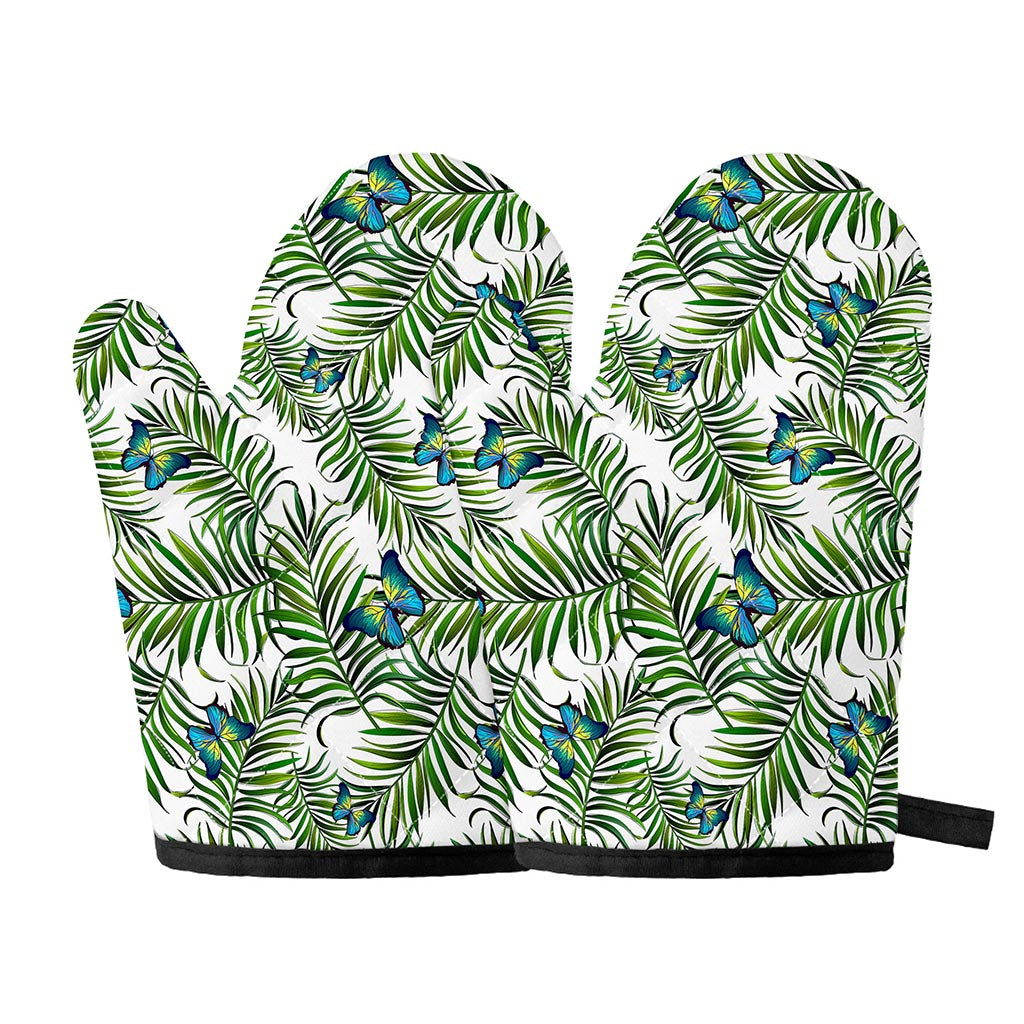 Tropical Butterfly Pattern Print Oven Mitts