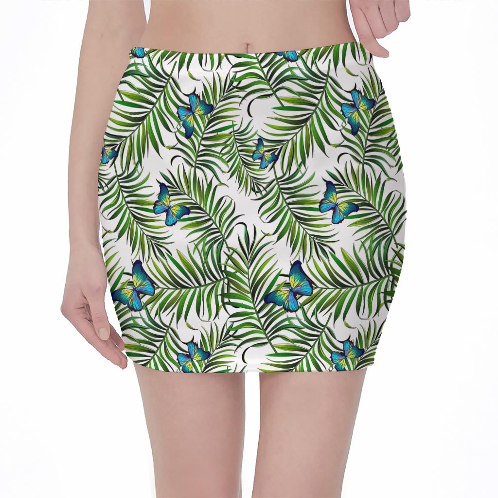Tropical Butterfly Pattern Print Pencil Mini Skirt
