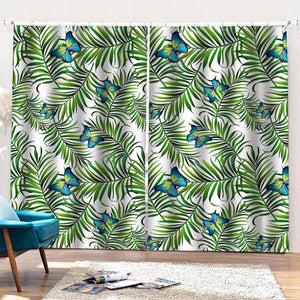 Tropical Butterfly Pattern Print Pencil Pleat Curtains